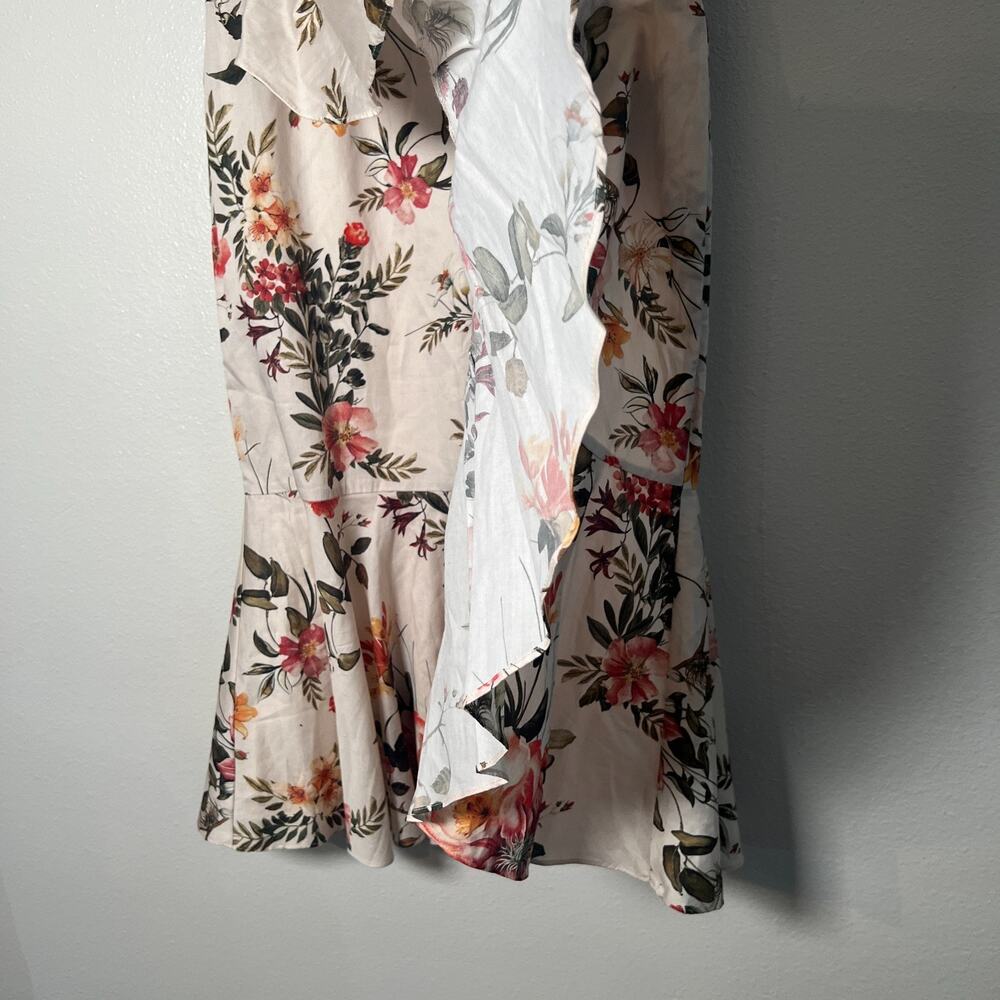 Antonio Melani Women’s Pencil Skirt Size 2 Cream Floral Peplum Ruffle - Picture 4 of 10